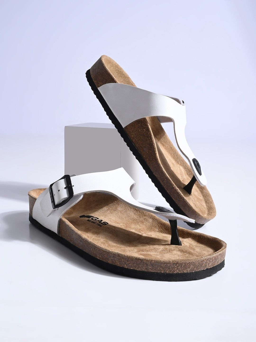 GAS Men White UltraRapido T-Strap Sandals-picture-48