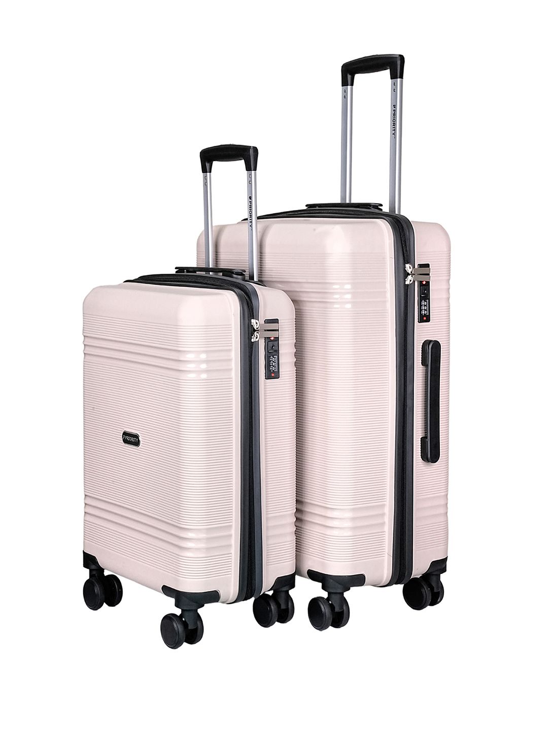 Priority Set of 2 Textured 360 Degree Rotation Hard-Sided Trolley Bags