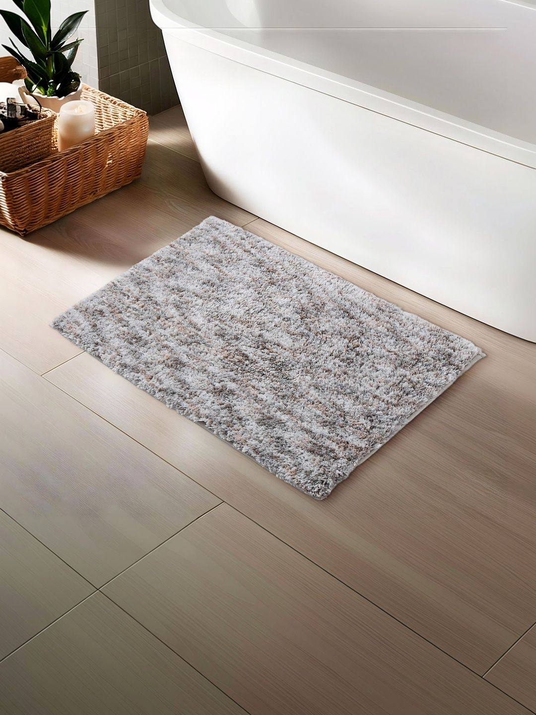 Home Centre Grey Self-Design Anti-Slip Bath Rug-picture-29