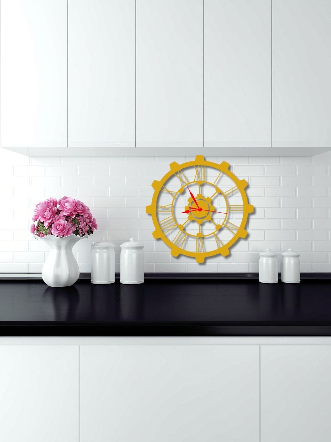 VENTUOS Gold-Toned & Yellow Quirky Wall Clock-image-40