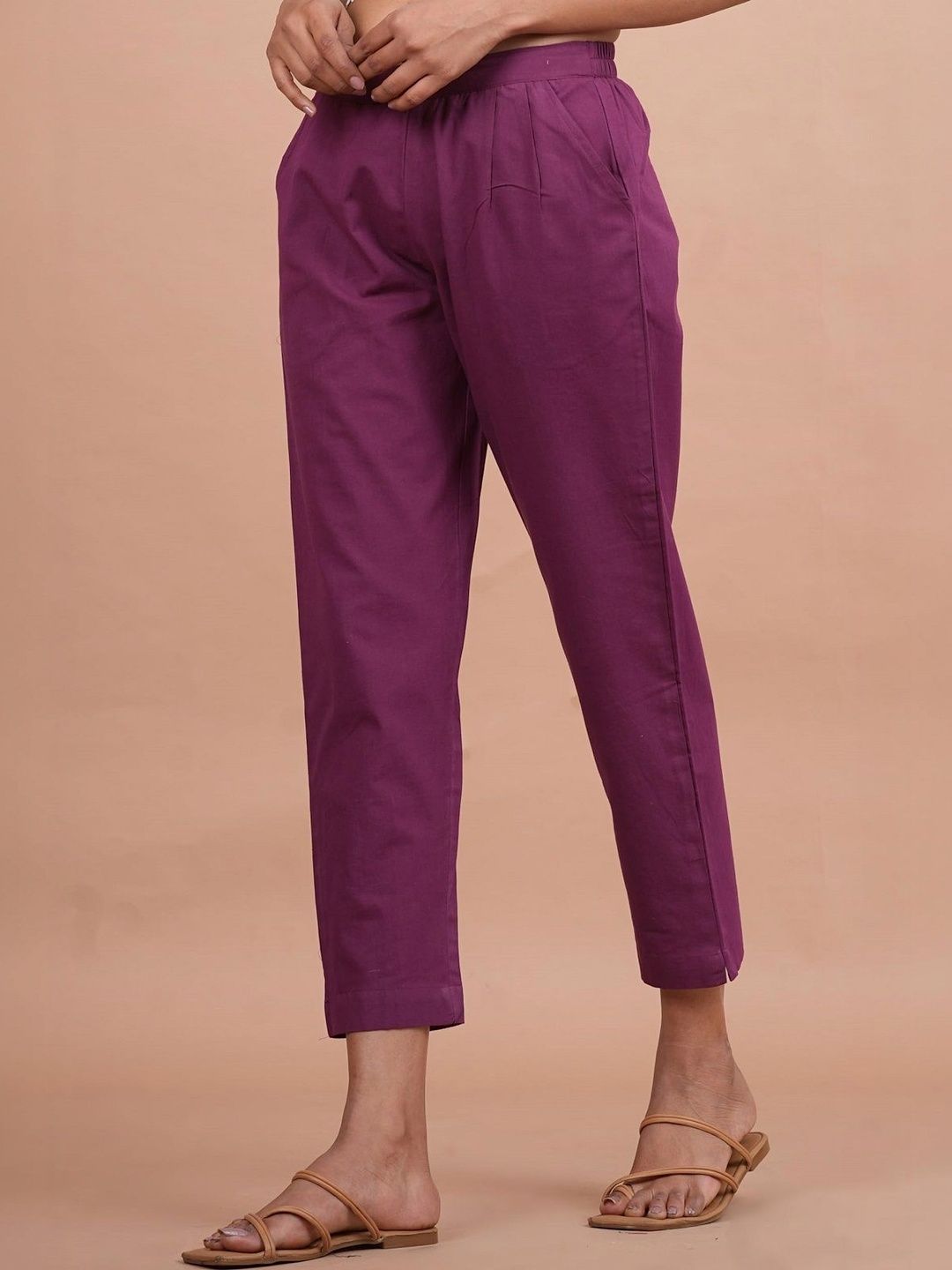 Harry Style Women Mid Rise Tailored Easy Wash Cotton Trousers-picture-26
