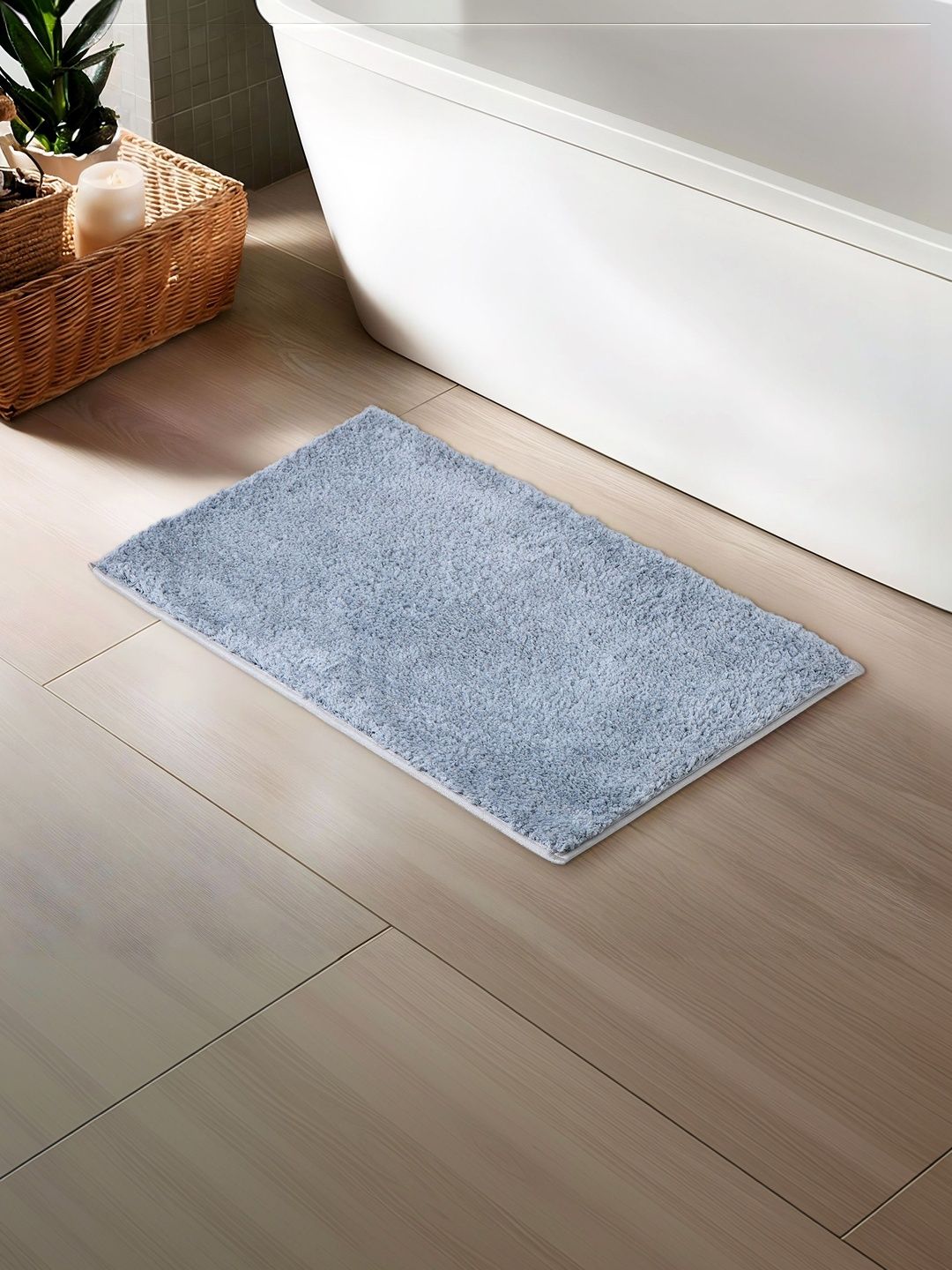 Home Centre Blue Self-Design Anti-Slip Bath Rug-picture-25