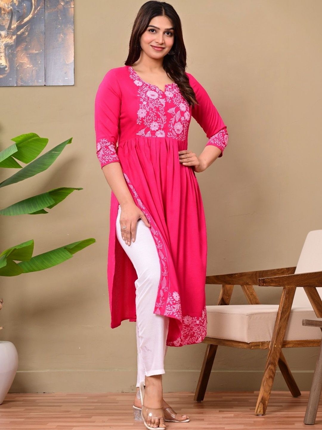 ShreeBalaji Women Floral Embroidered Thread Work Floral Anarkali Kurta-picture-50
