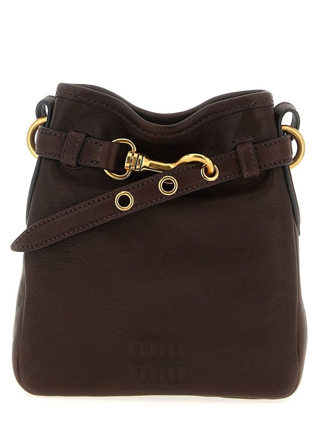 Miu Miu Dark Brown Logo Bucket Bag-picture-16