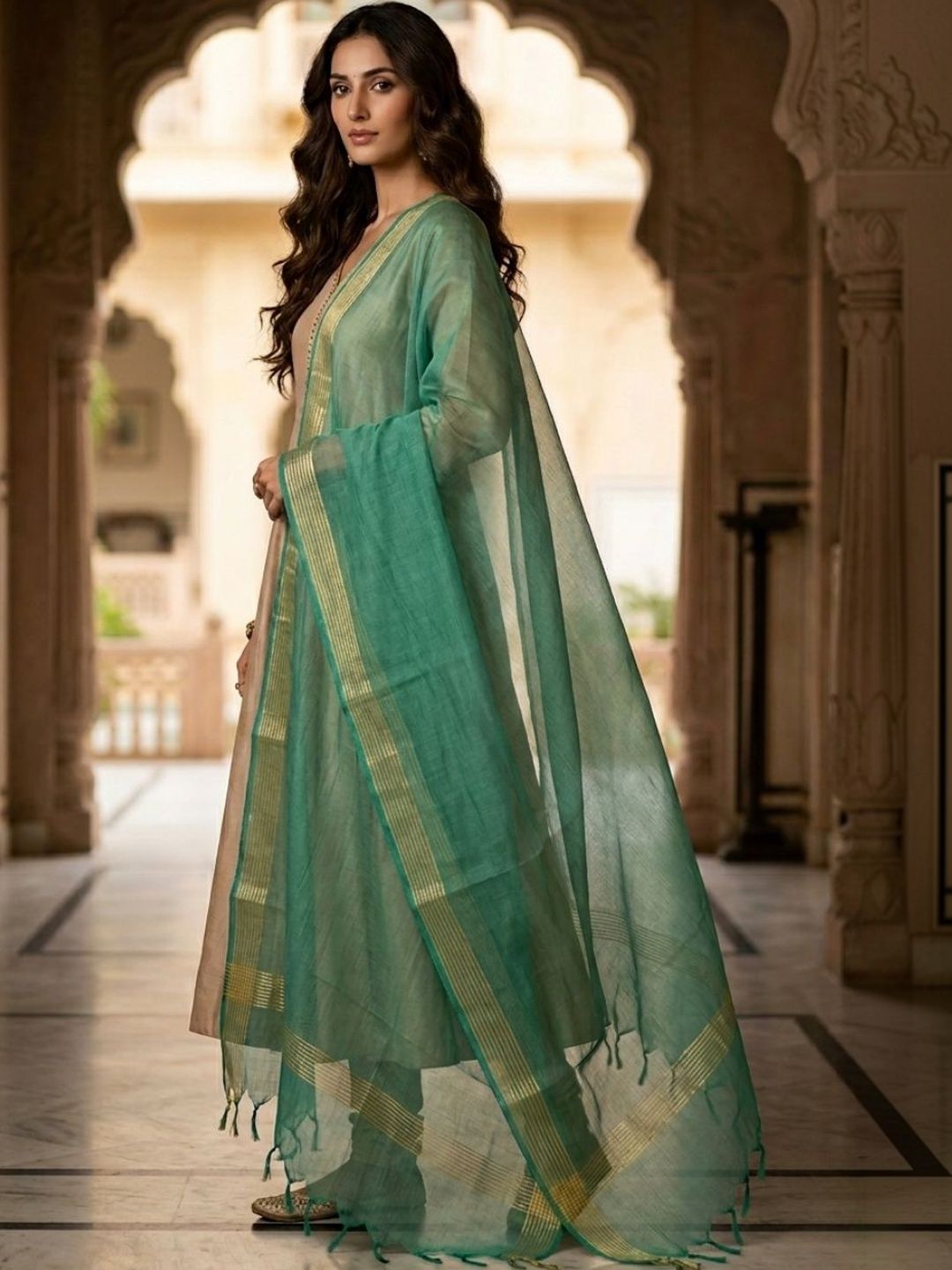 Dupatta Bazaar Woven Design Organza Dupatta with Zari-image-24