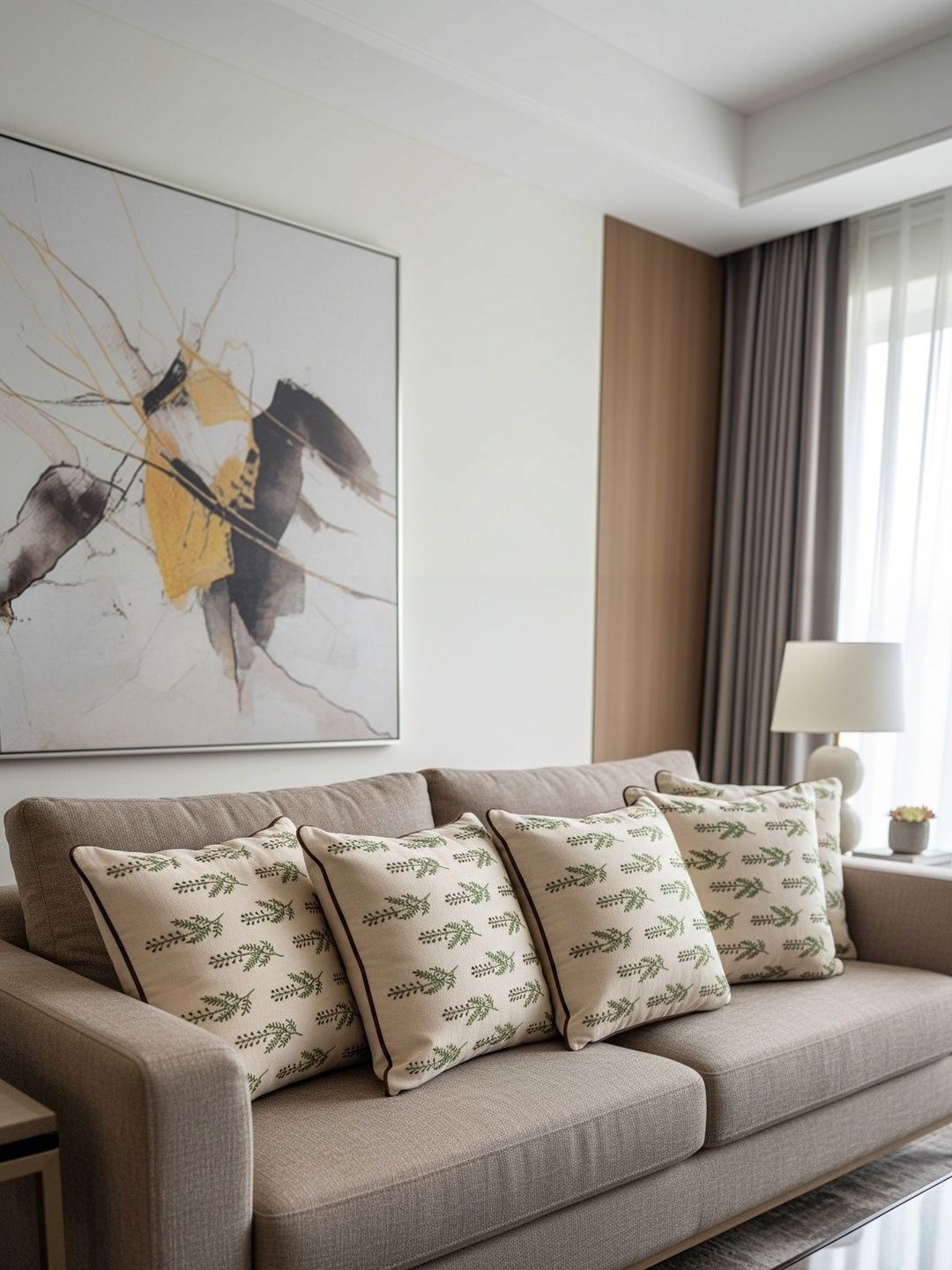 Themes Furnishings & Decor Cream-Coloured Set of 5 Square Cushion Covers-image-3