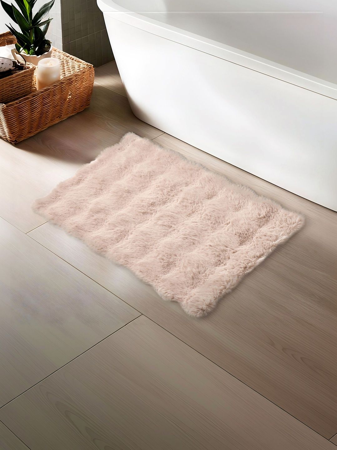 Home Centre Beige Self-Design Anti-Slip Bath Rug-picture-30