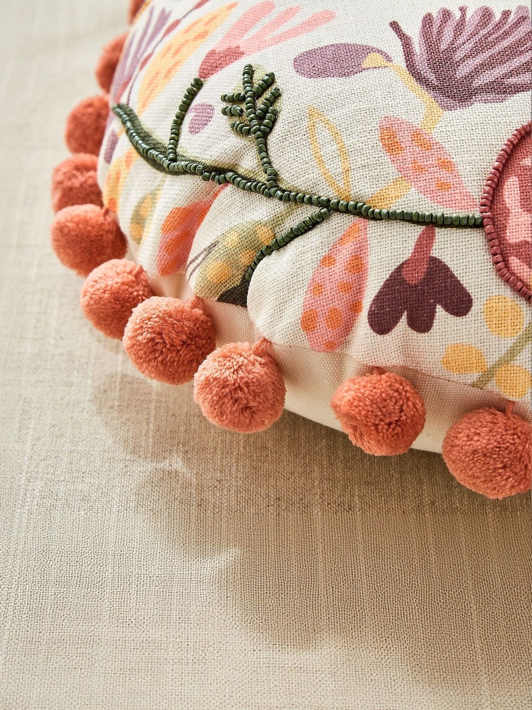 Home Centre Off White Cotton Round Cushions-image-26
