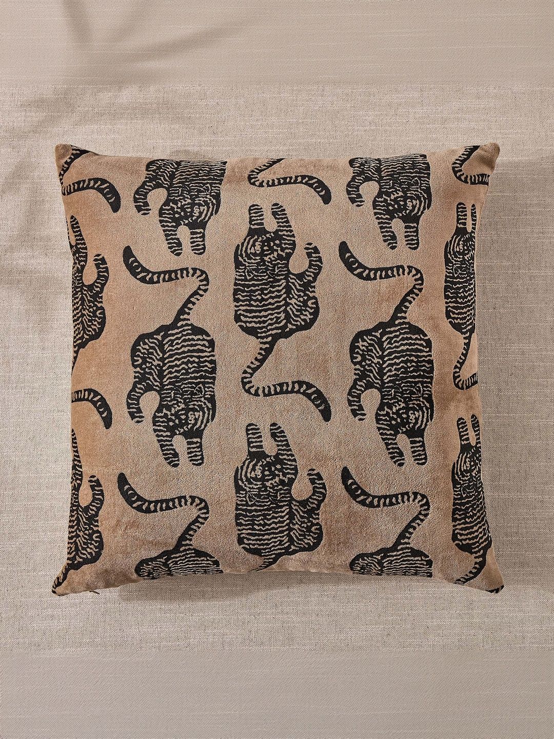 Home Centre Beige Velvet Square Cushions-picture-26