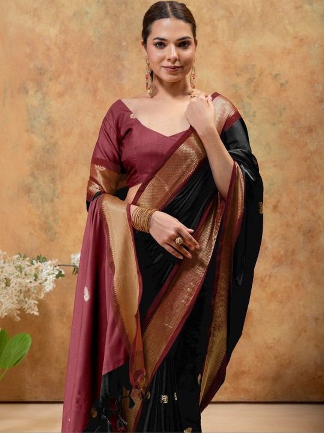 Anouk Rustic Woven Design Zari Pure Cotton Kanjeevaram Saree-picture-12