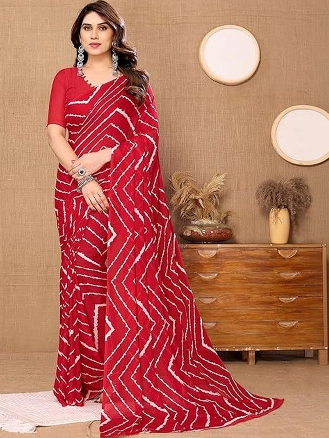 SZN Leheriya Poly Georgette Leheriya Saree-picture-32