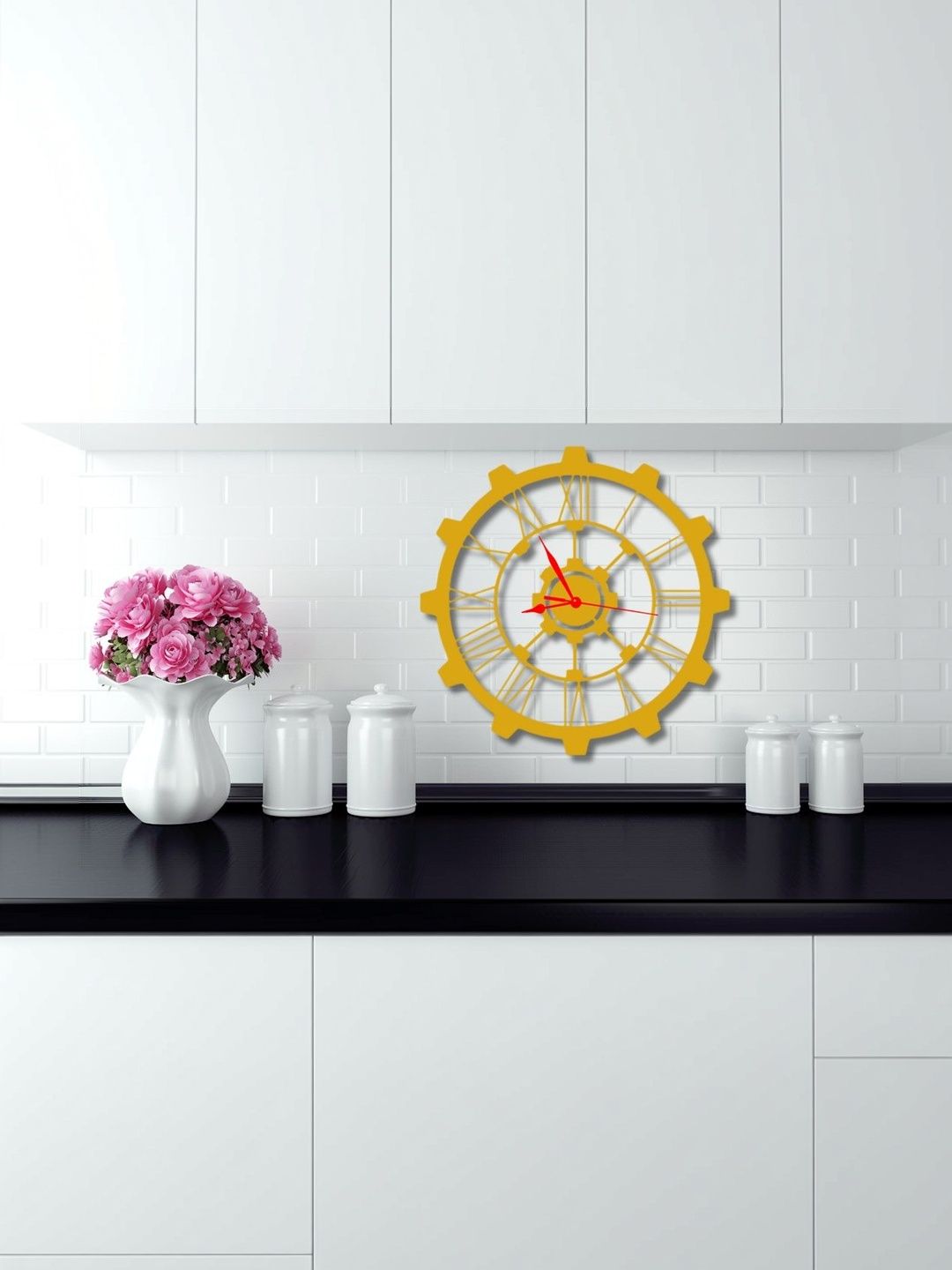 VENTUOS Gold-Toned & Yellow Geometric Wall Clock-picture-39