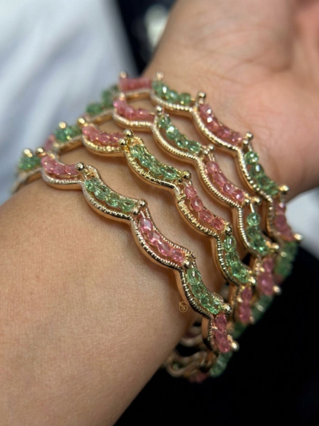 SZN Set of 4 Gold-Plated Beaded Bangles-picture-28