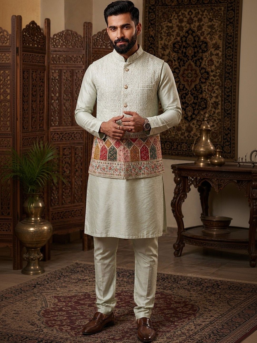 ESTYLISHKART Embroidered Woven Nehru Jackets-picture-45