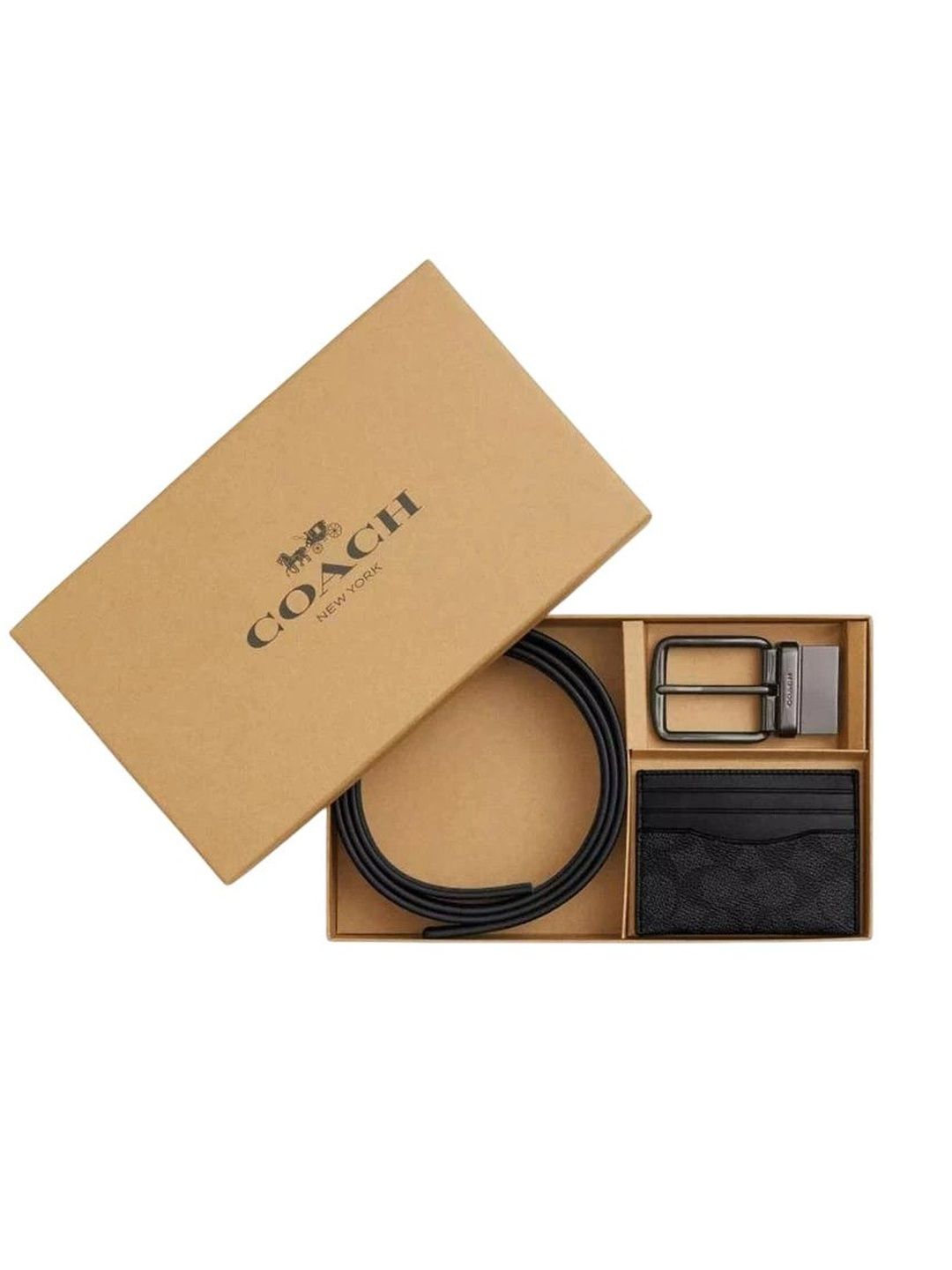Coach Black Signature Belt And Card Holder Set-picture-41