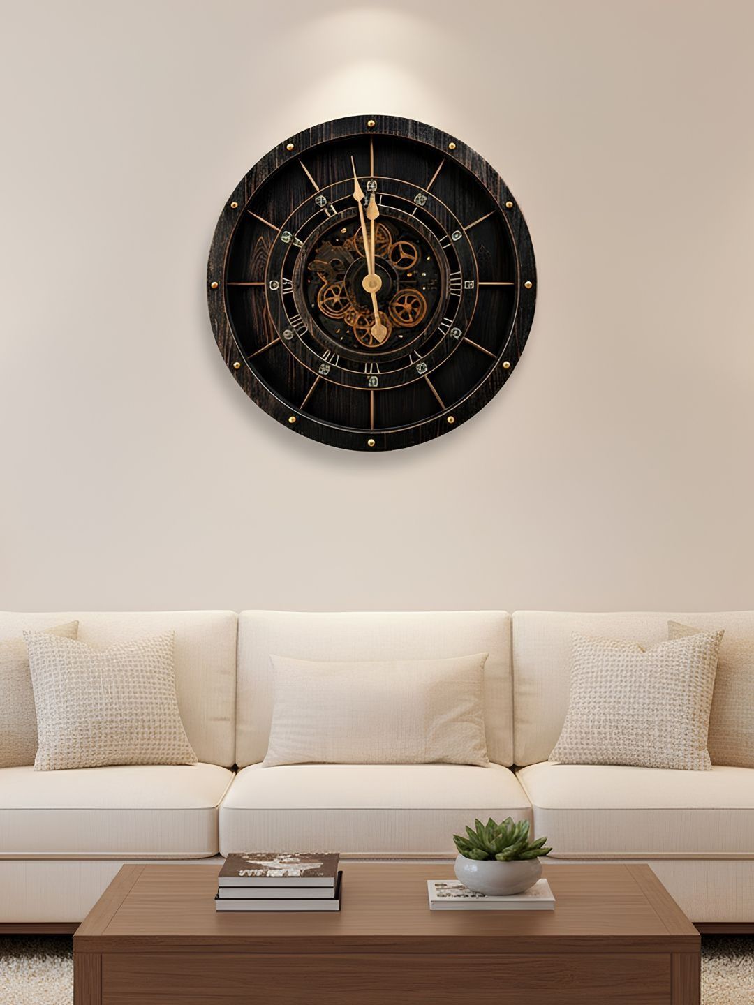 ELARE Black & Black Textured Wall Clock-image-46
