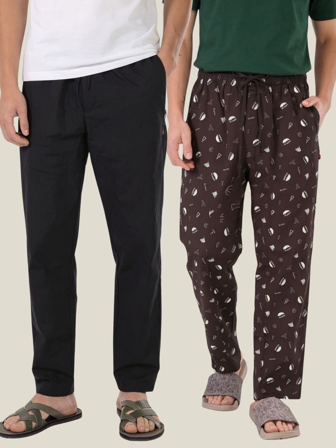 Boxy Crew Pack Of 2 Printed Pure Cotton Straight Lounge Pants-image-39