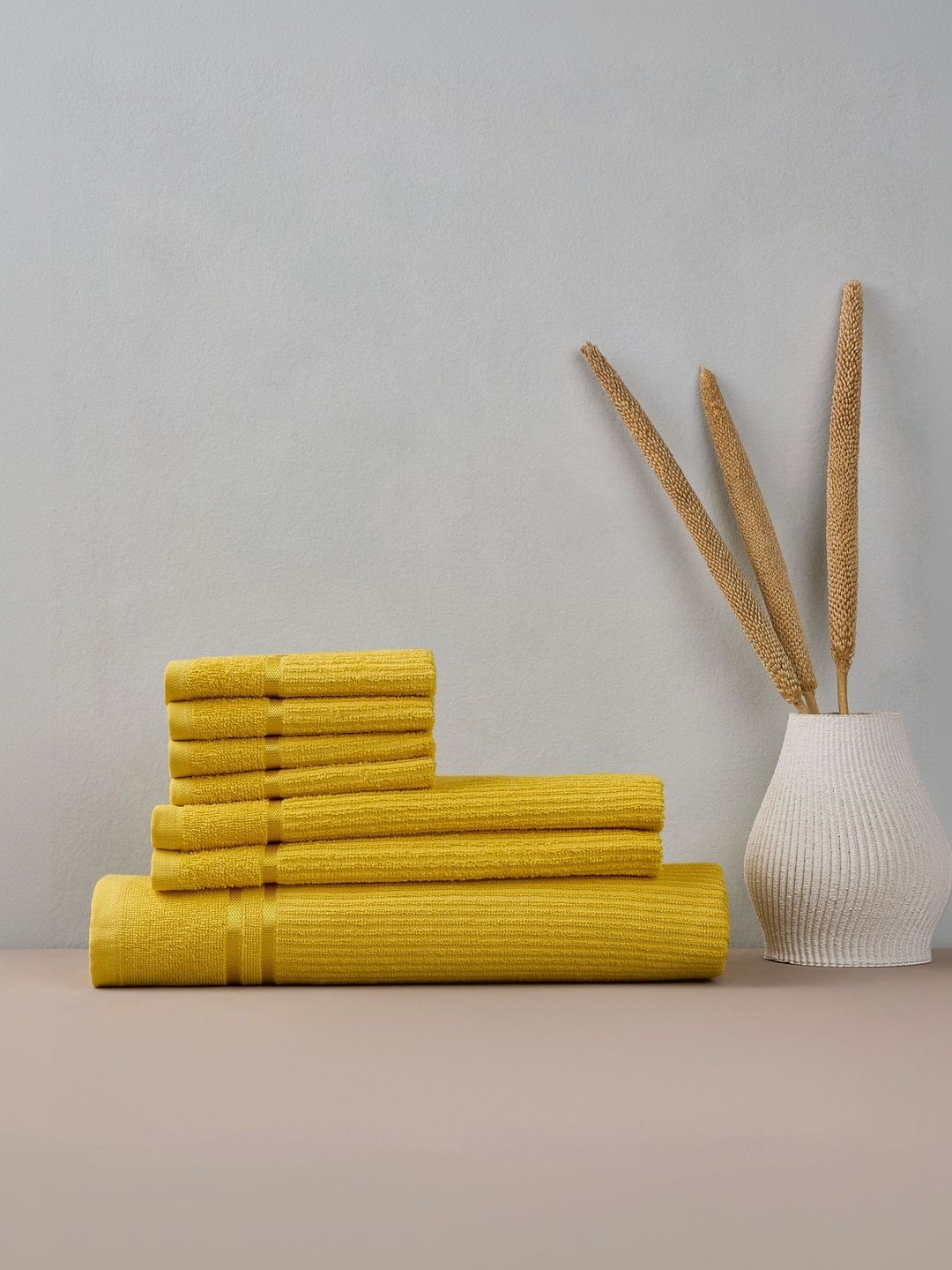Himeya Yellow Cotton 300 GSM Towel Set-image-15