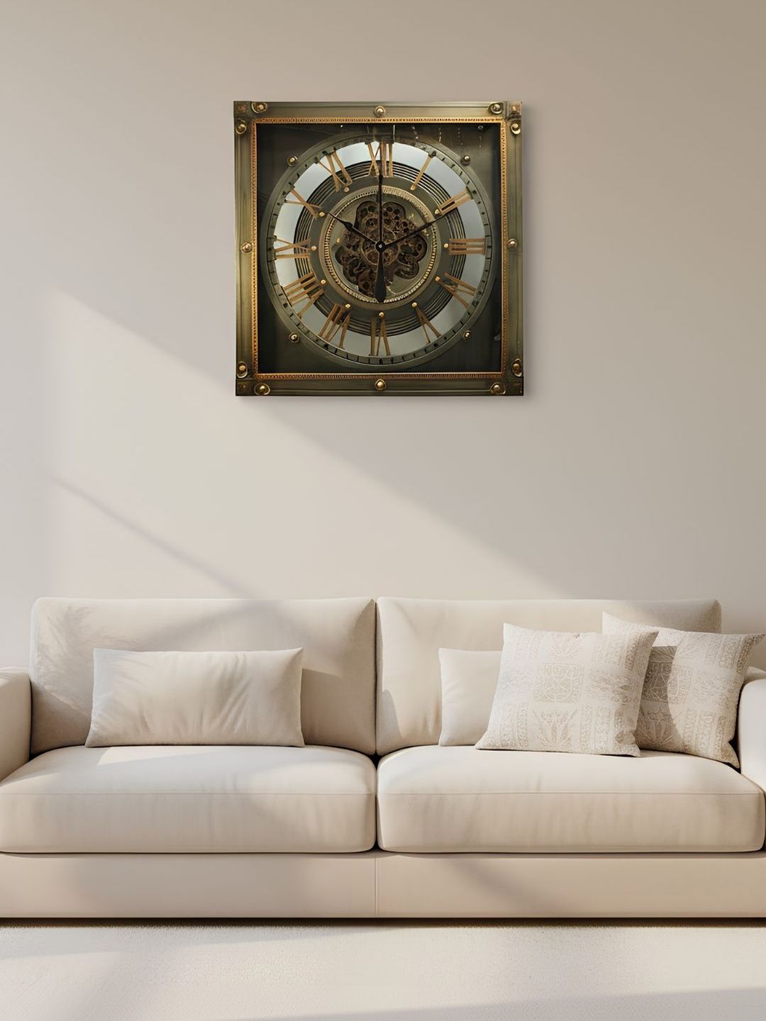 ELARE Bronze-Toned & Bronze-Toned Textured Wall Clock-image-34