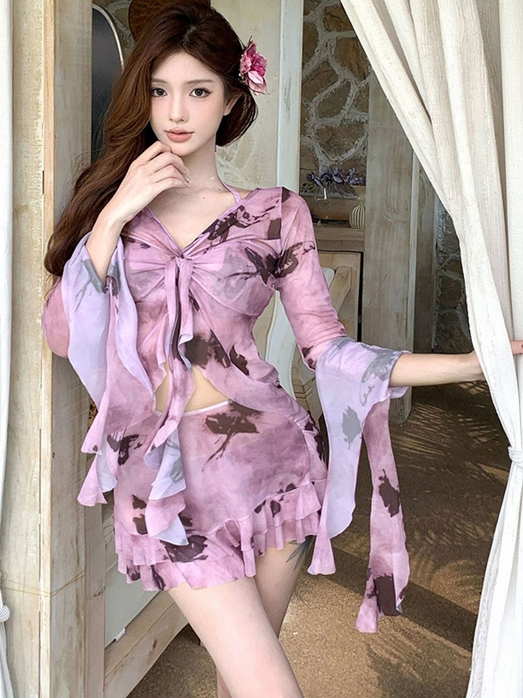 LULU & SKY Printed Swimwear Cover Up Set-picture-2