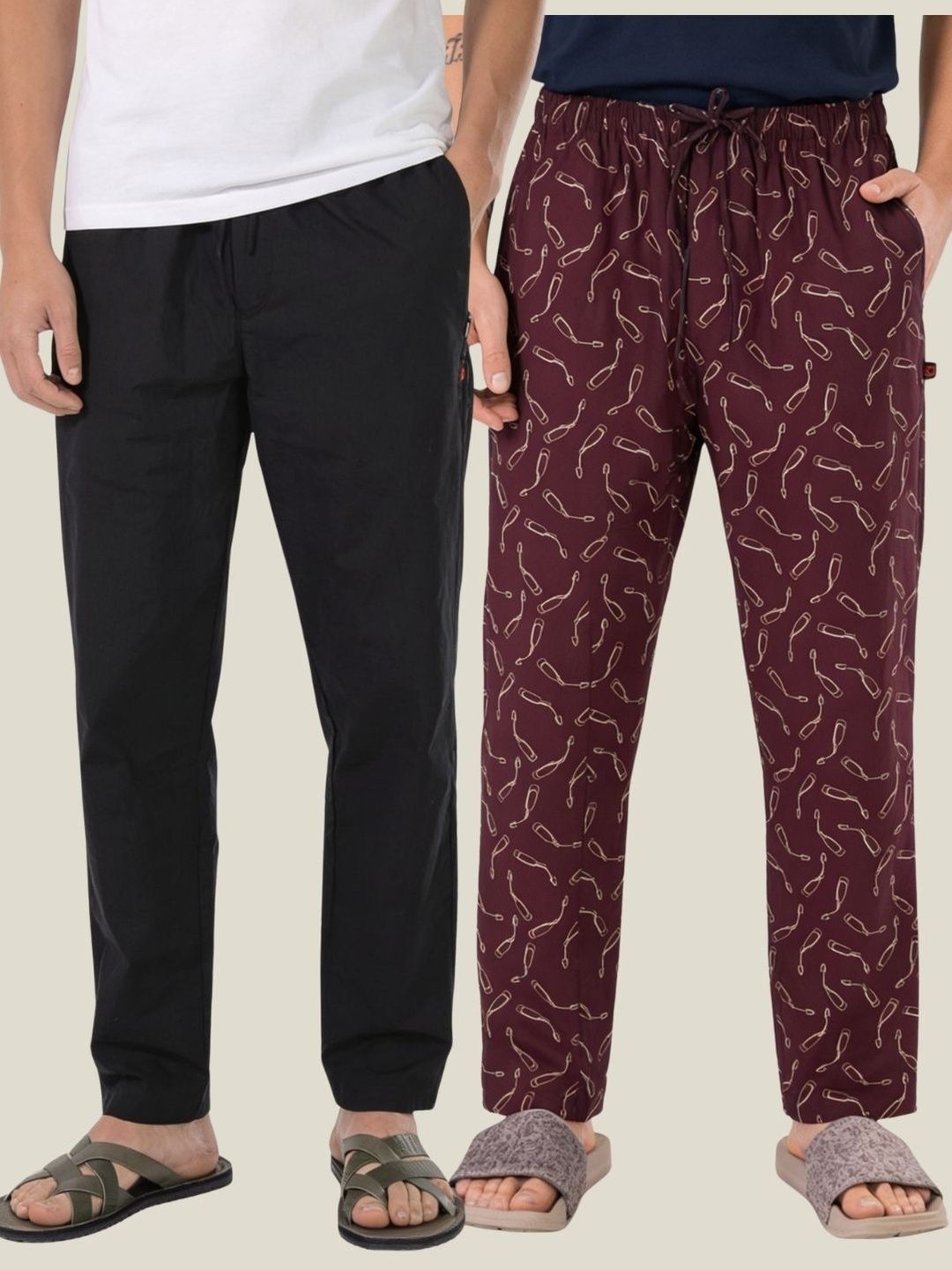 Boxy Crew Pack Of 2 Printed Pure Cotton Straight Lounge Pants-image-20