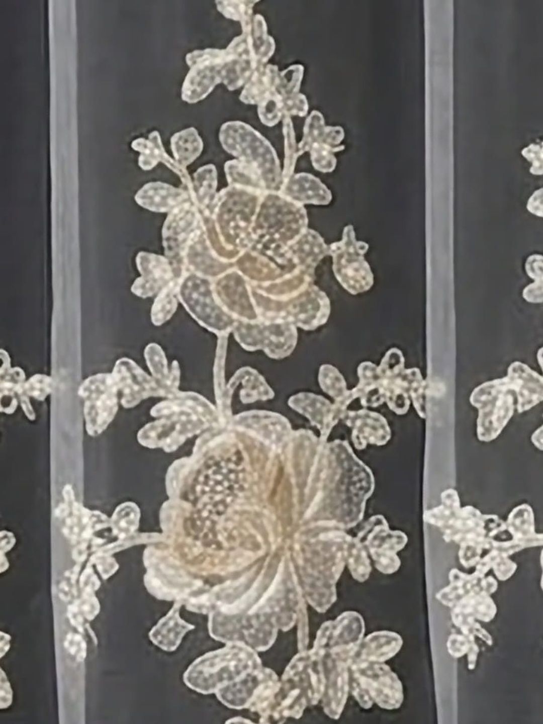 RAINBOW FURNISHINGS Cream-Coloured Embroidered Sheer Door Curtain-image-21