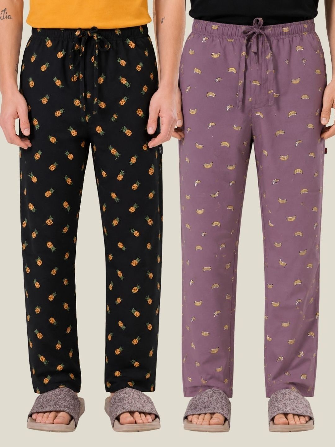 Boxy Crew Pack Of 2 Printed Pure Cotton Straight Lounge Pants-picture-21