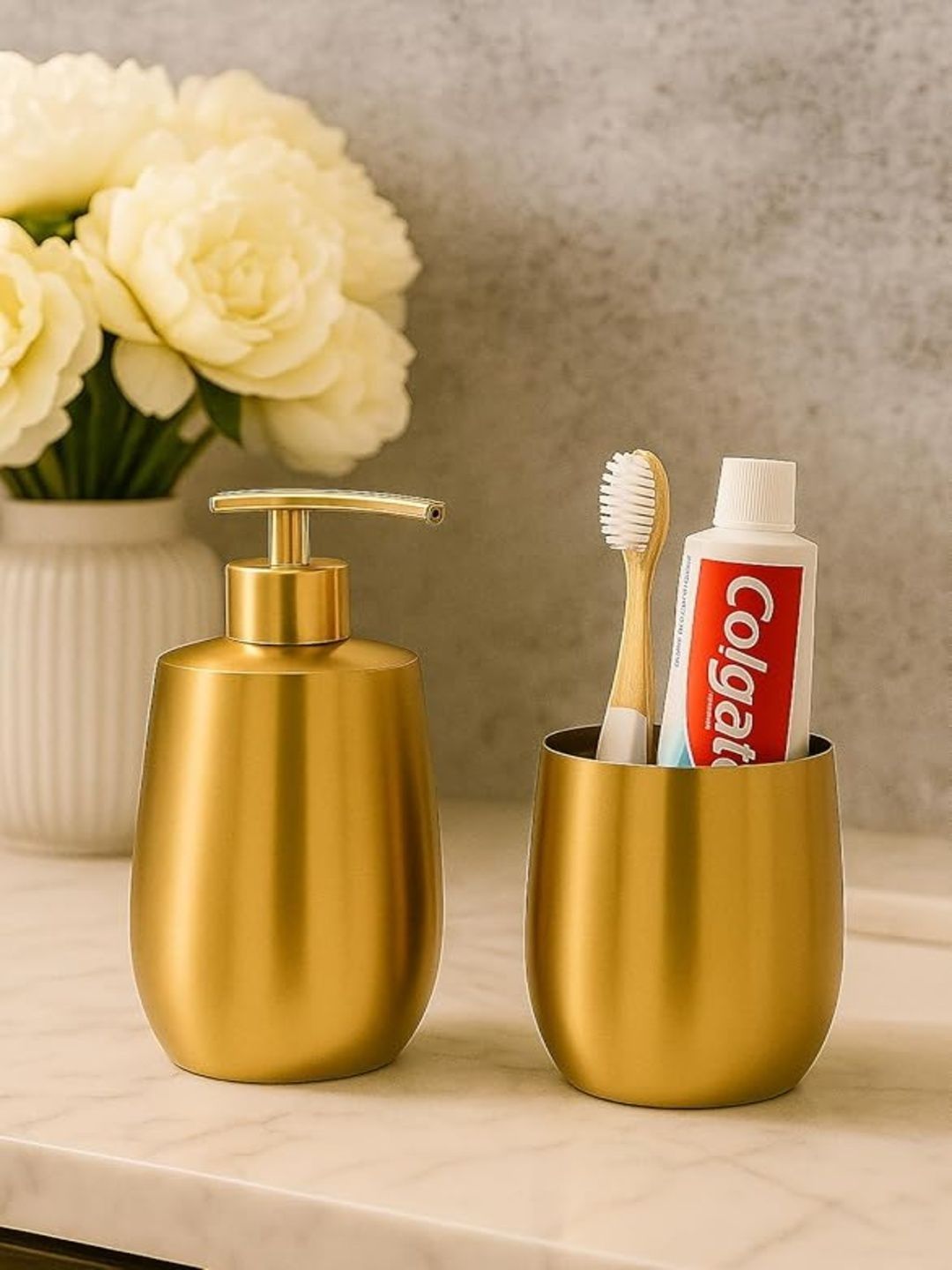 GRD INTERNATIONAL Gold-Toned & Gold-Toned 2 piece Solid Stainless Steel Bath Accessories Set-picture-26