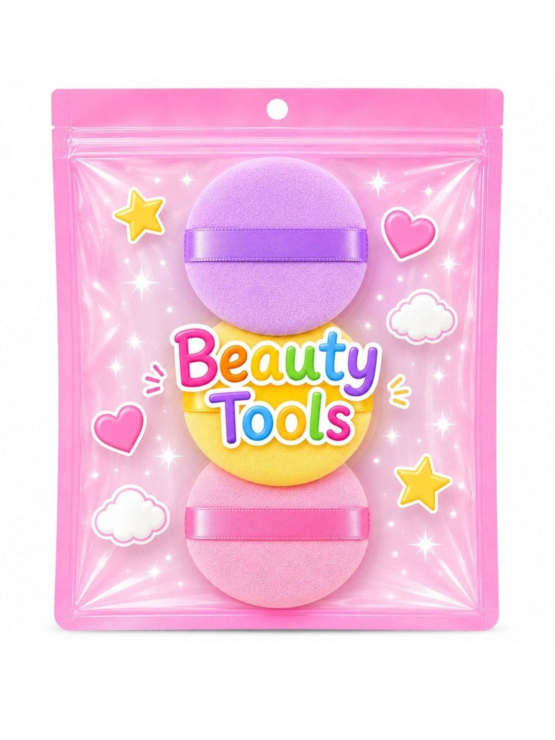 Dream Makeup Set Of 3 Round Powder Puff-picture-36