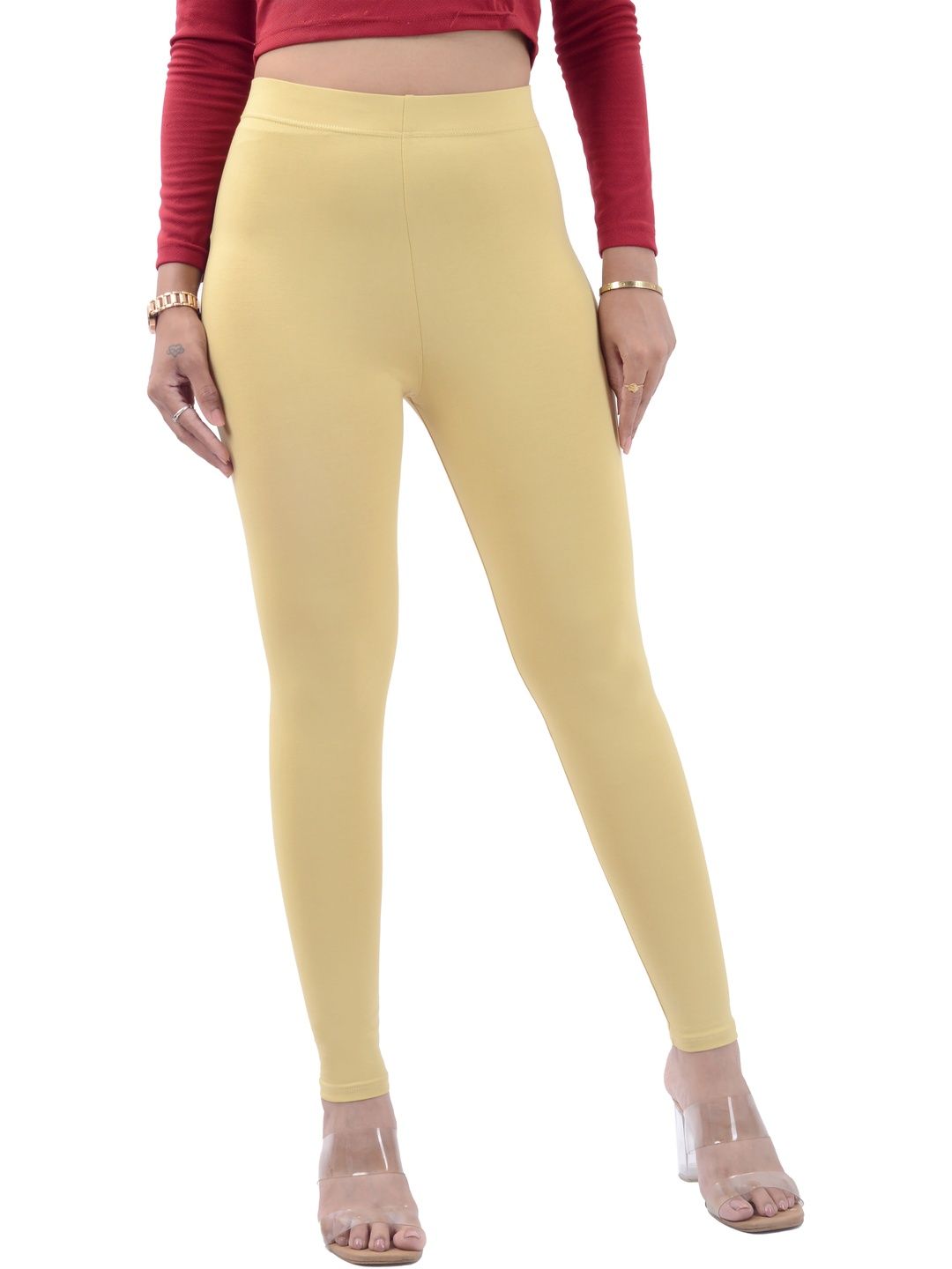 COLRINA Women Cotton Blend Solid Ankle Length Leggings-picture-42