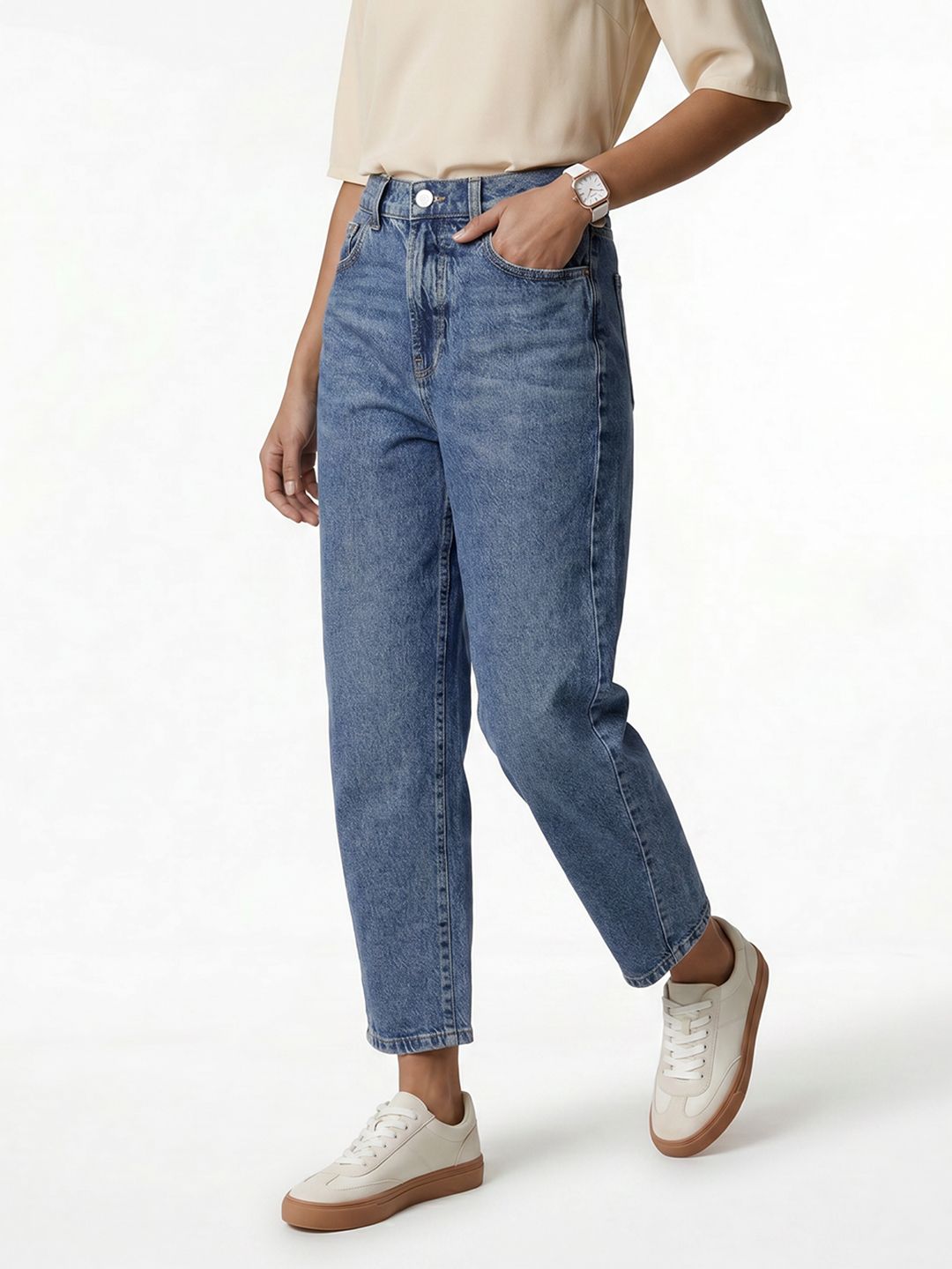 NEXT Women Barrel Fit Mid-Rise Light Fade Jeans-picture-34