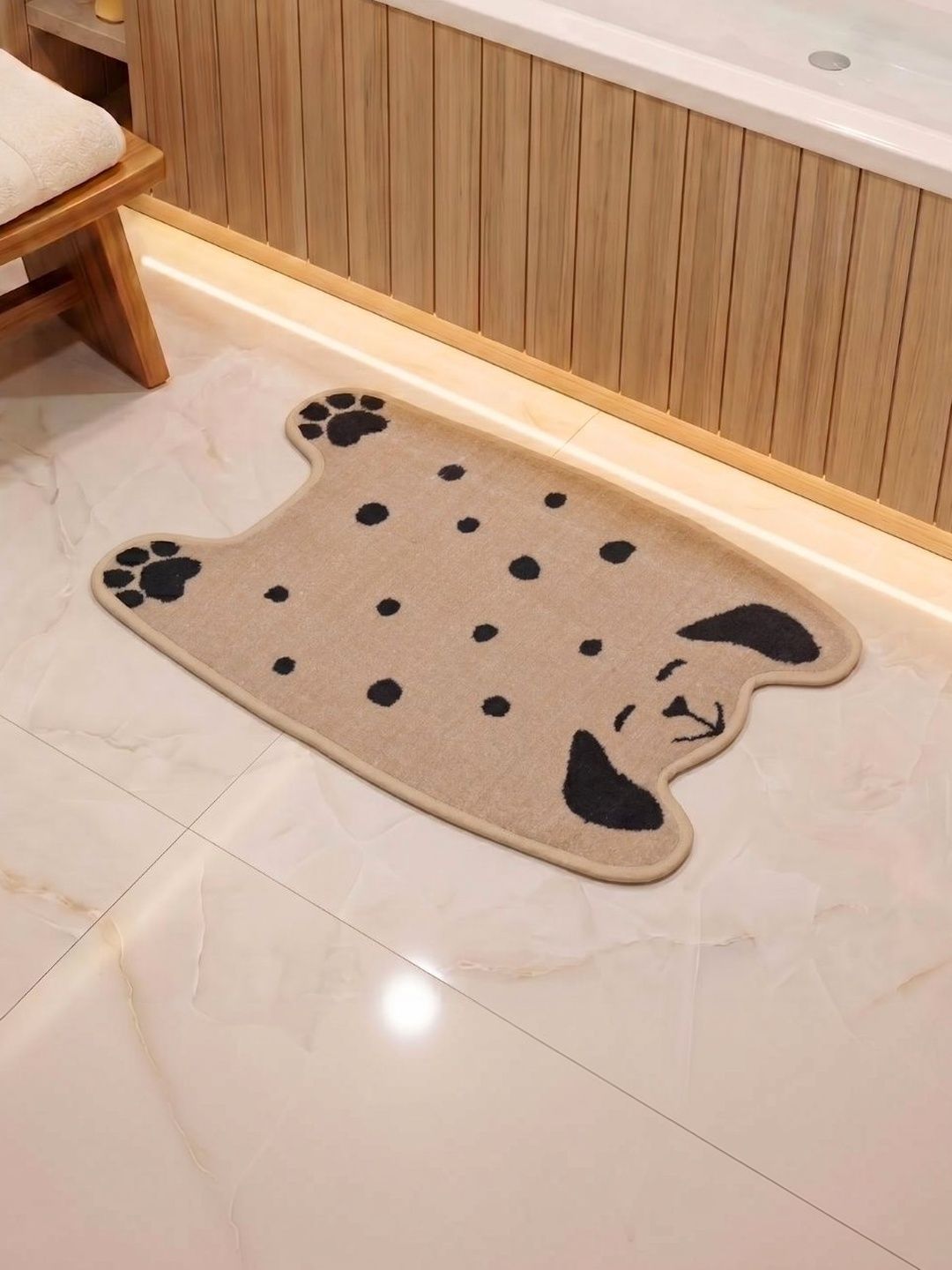 Athom Living Kids Beige & Black Animal Cat Shaped Anti Skid Bath Rug-image-38