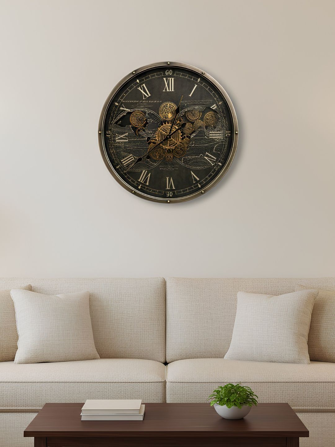 ELARE Bronze-Toned & Black Wall Clock-image-22