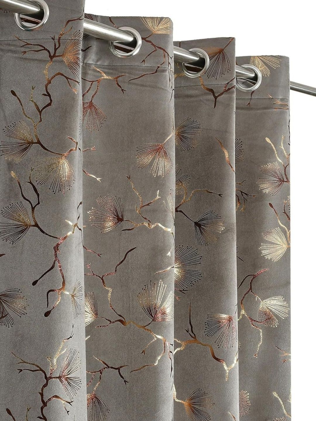 KFHDecor Grey Set of 2 Floral Room Darkening Long Door Curtain-picture-21