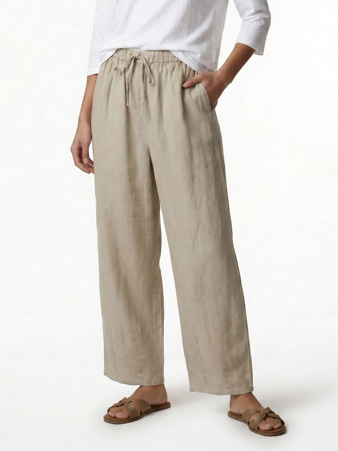 NEXT Women Barrel Leg Pure Linen Trousers-picture-30