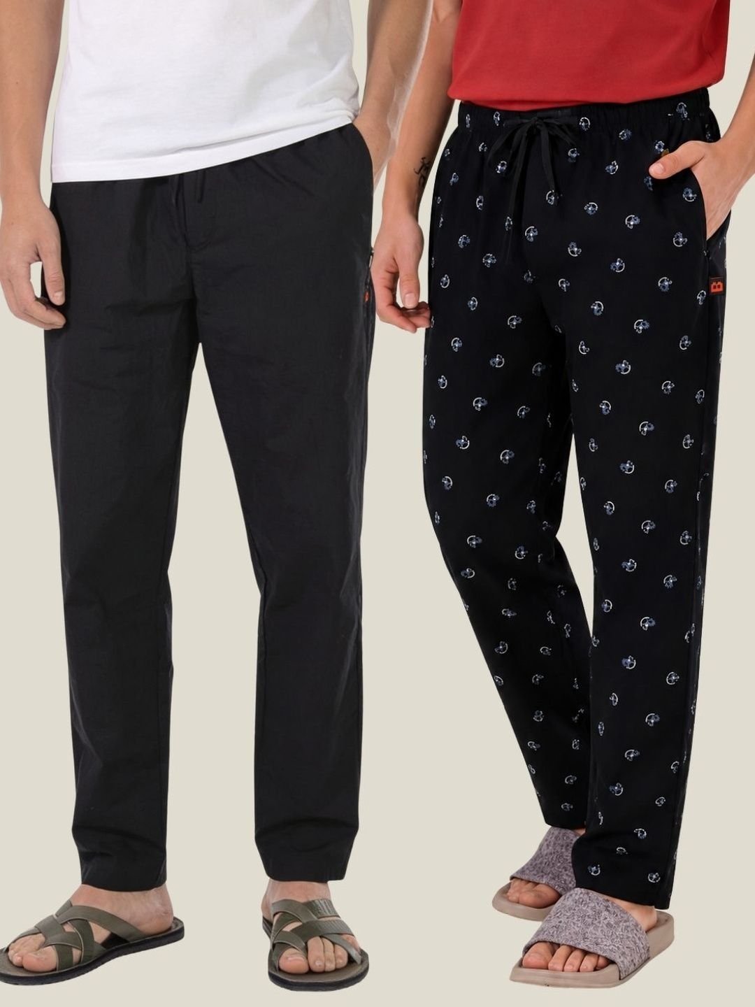 Boxy Crew Pack Of 2 Printed Pure Cotton Straight Lounge Pants-image-6