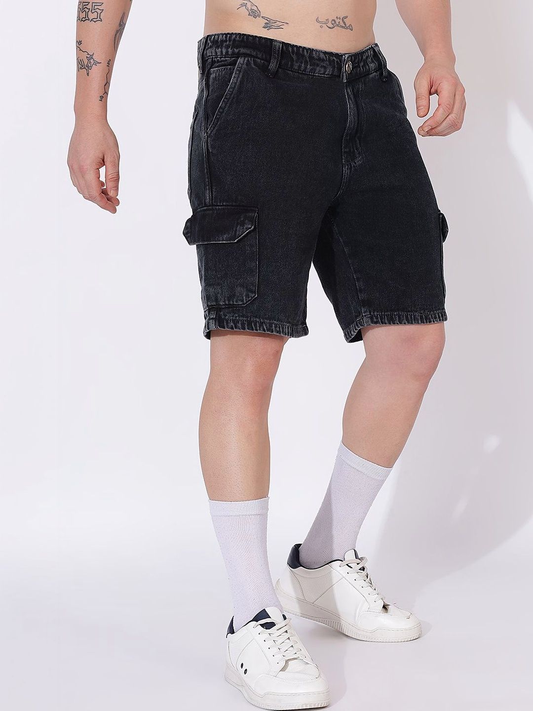 Hence Men Denim Cargo Shorts-image-10