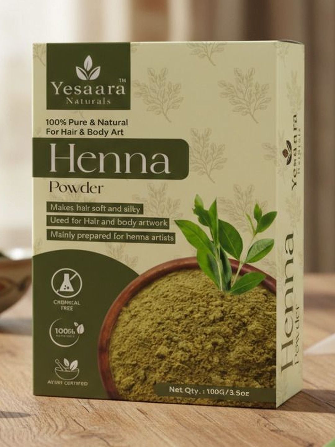 Yesaara Naturals Pure Henna Leaf Powder -100 g - Brown-image-21