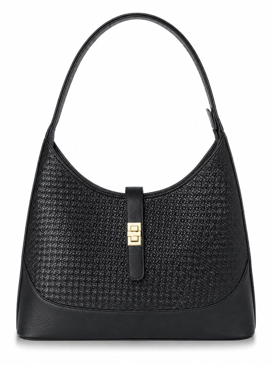 Leather Patta Textured PU Half Moon Shoulder Bag-picture-22
