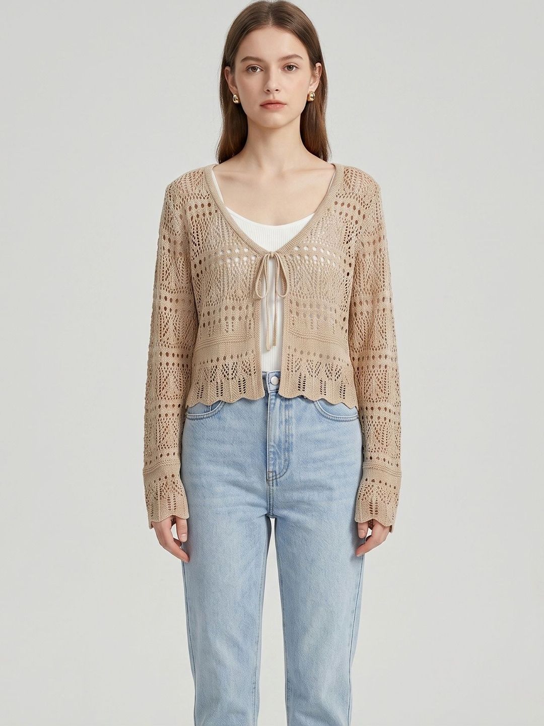 Suo Women Crop Tie-Up Shrug-picture-30