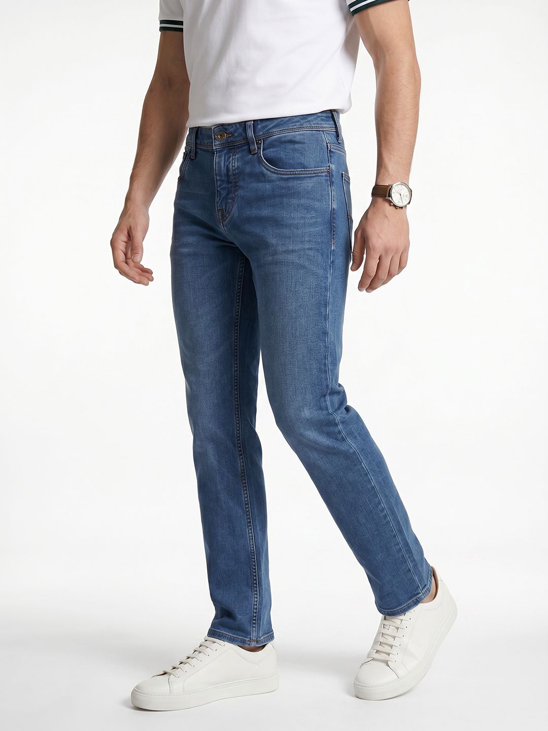 Integriti Men Smart Slim Fit Mid-Rise Light Fade Stretchable Jeans-picture-12