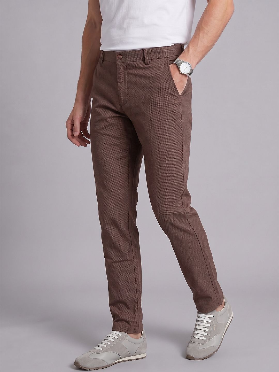 Blackberrys Men Slim Fit Self Design Trousers-image-43
