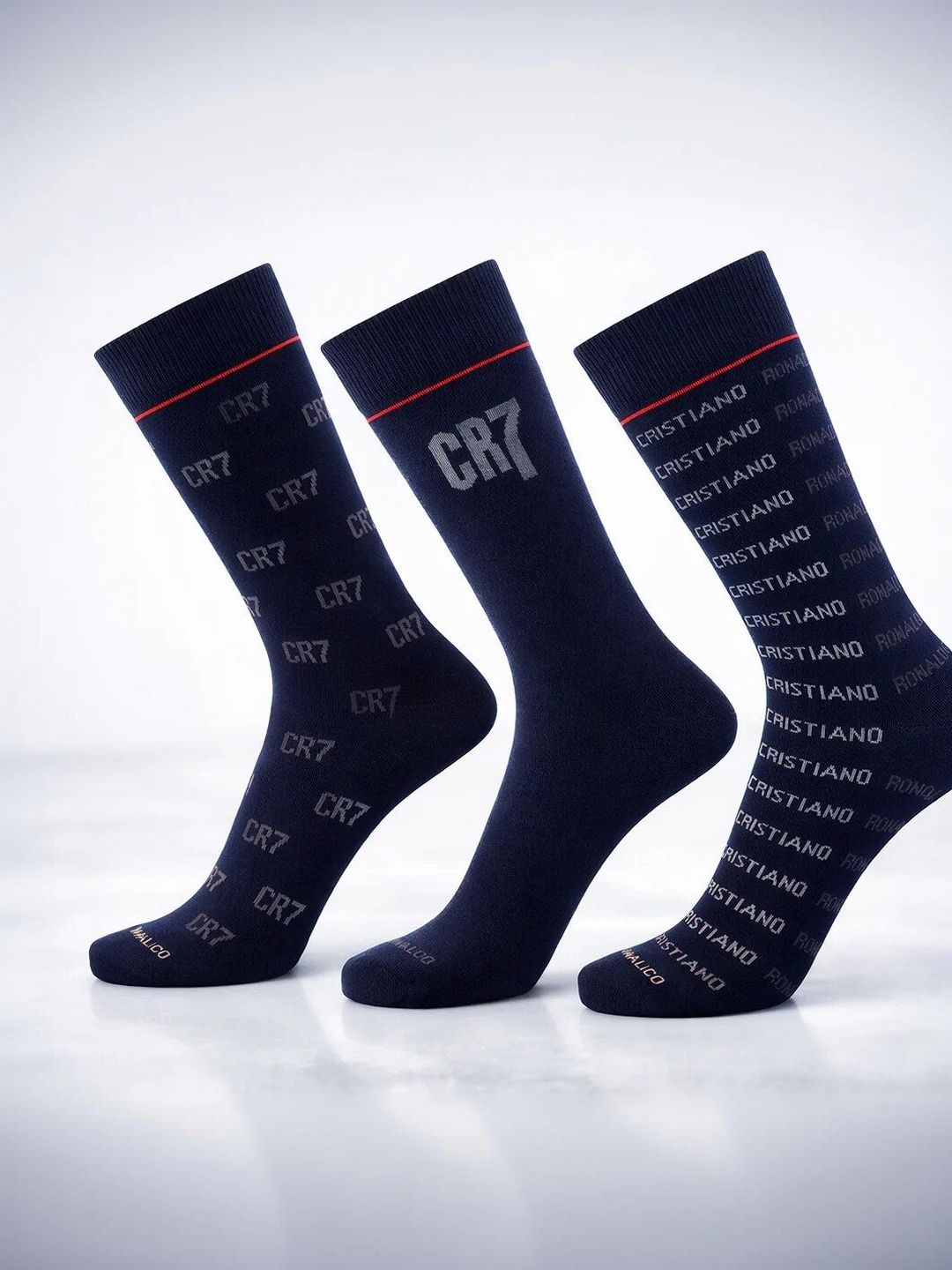 CR7 Cristiano Ronaldo Men Pack of 3 Cotton Assorted Patterned Calf Length Socks-picture-19