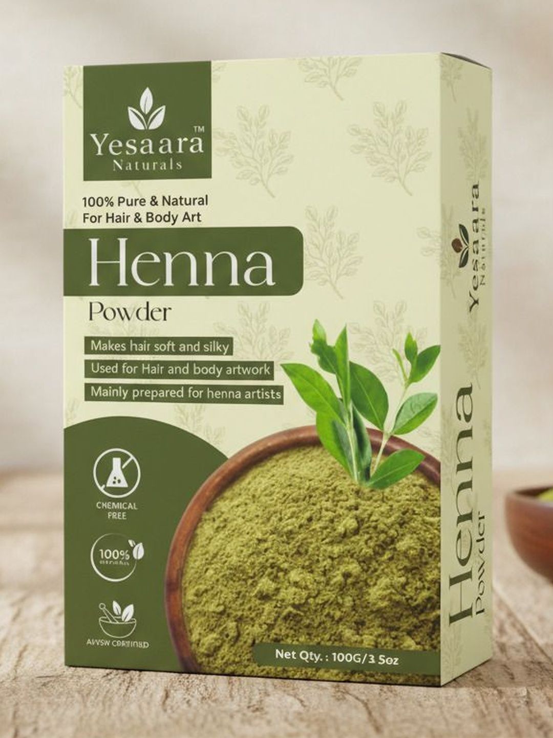 Yesaara Naturals Pure Henna Leaf Powder -100 g - Brown-picture-31