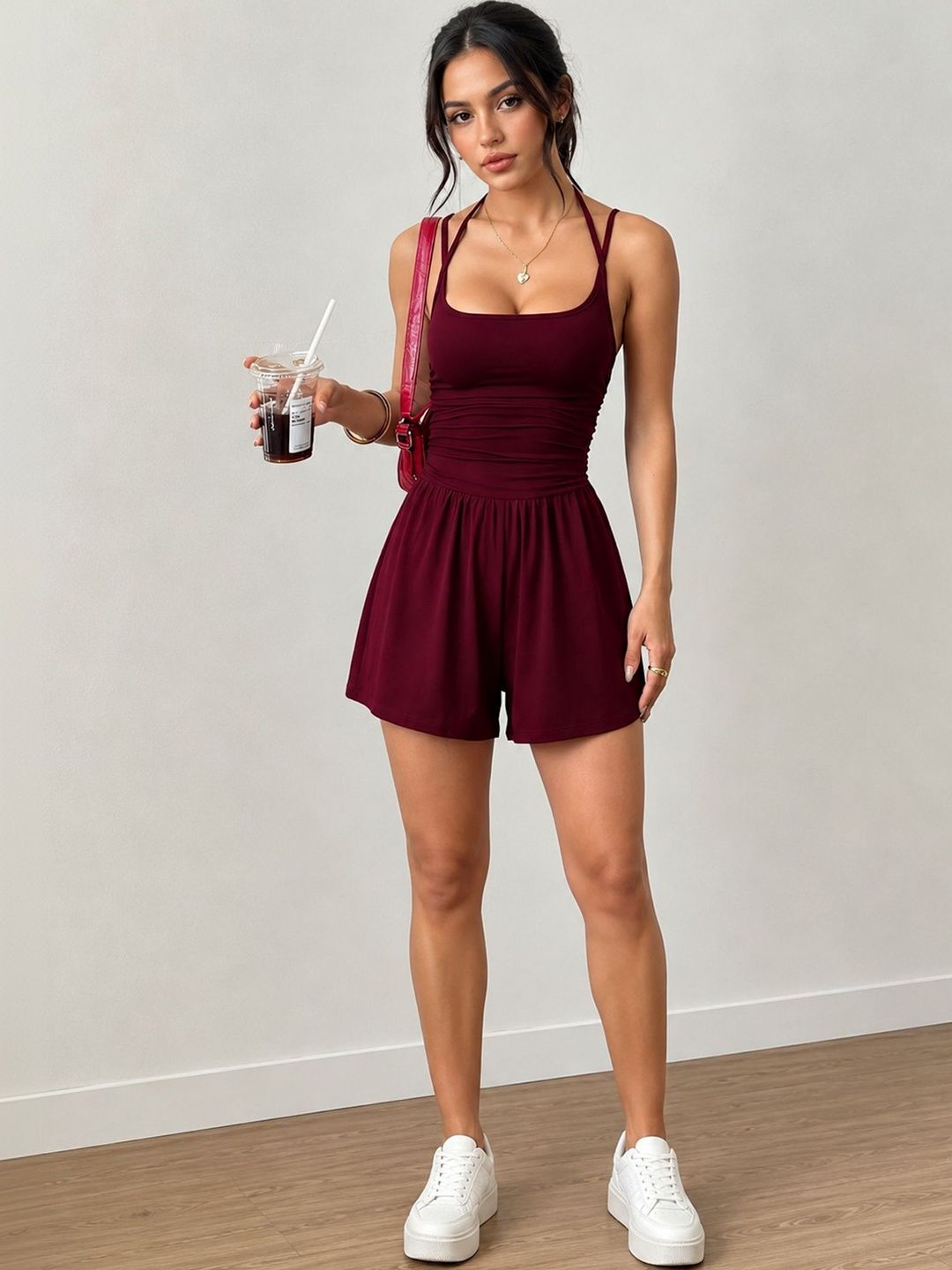 LULU & SKY Ruched Square Halter Playsuit-picture-43