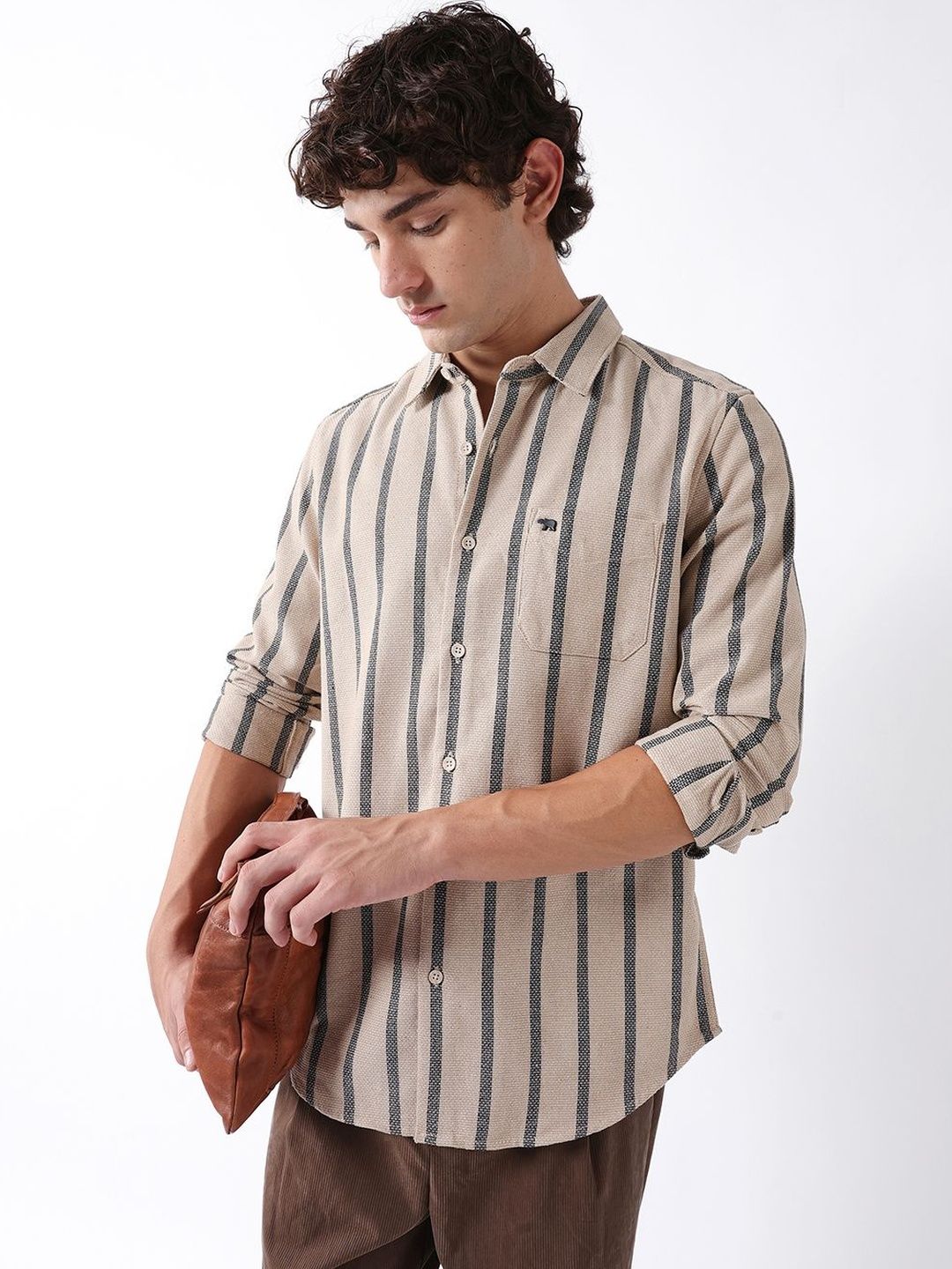 THE BEAR HOUSE Men Slim Fit Striped Casual Shirt-picture-26