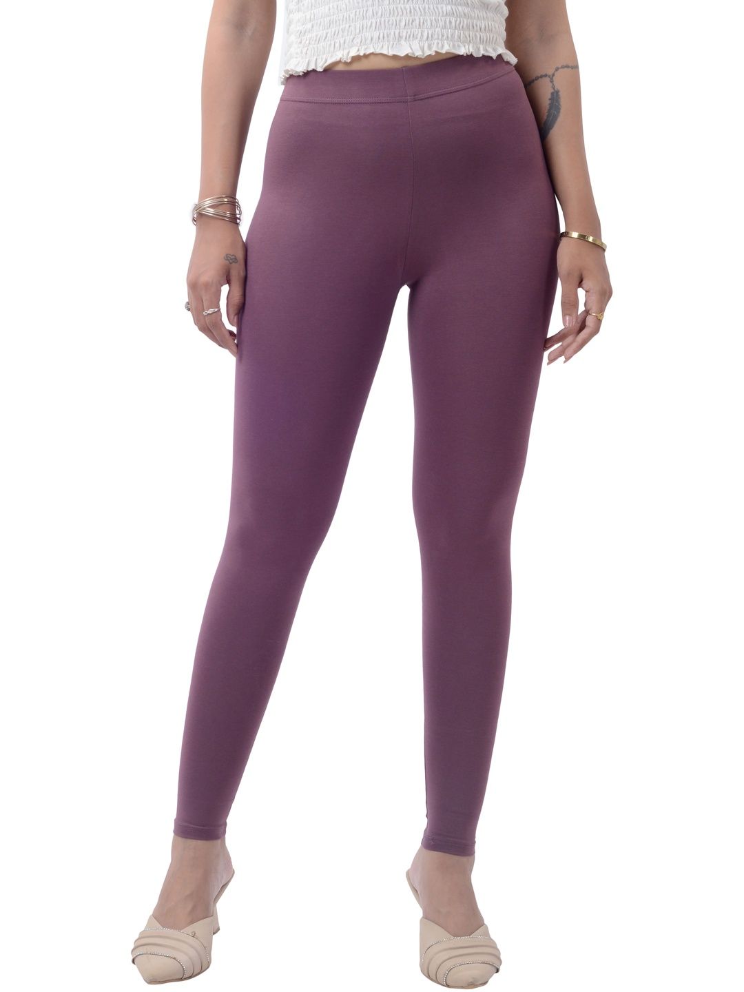 COLRINA Women Solid Cotton Blend Ankle Length Leggings-picture-24