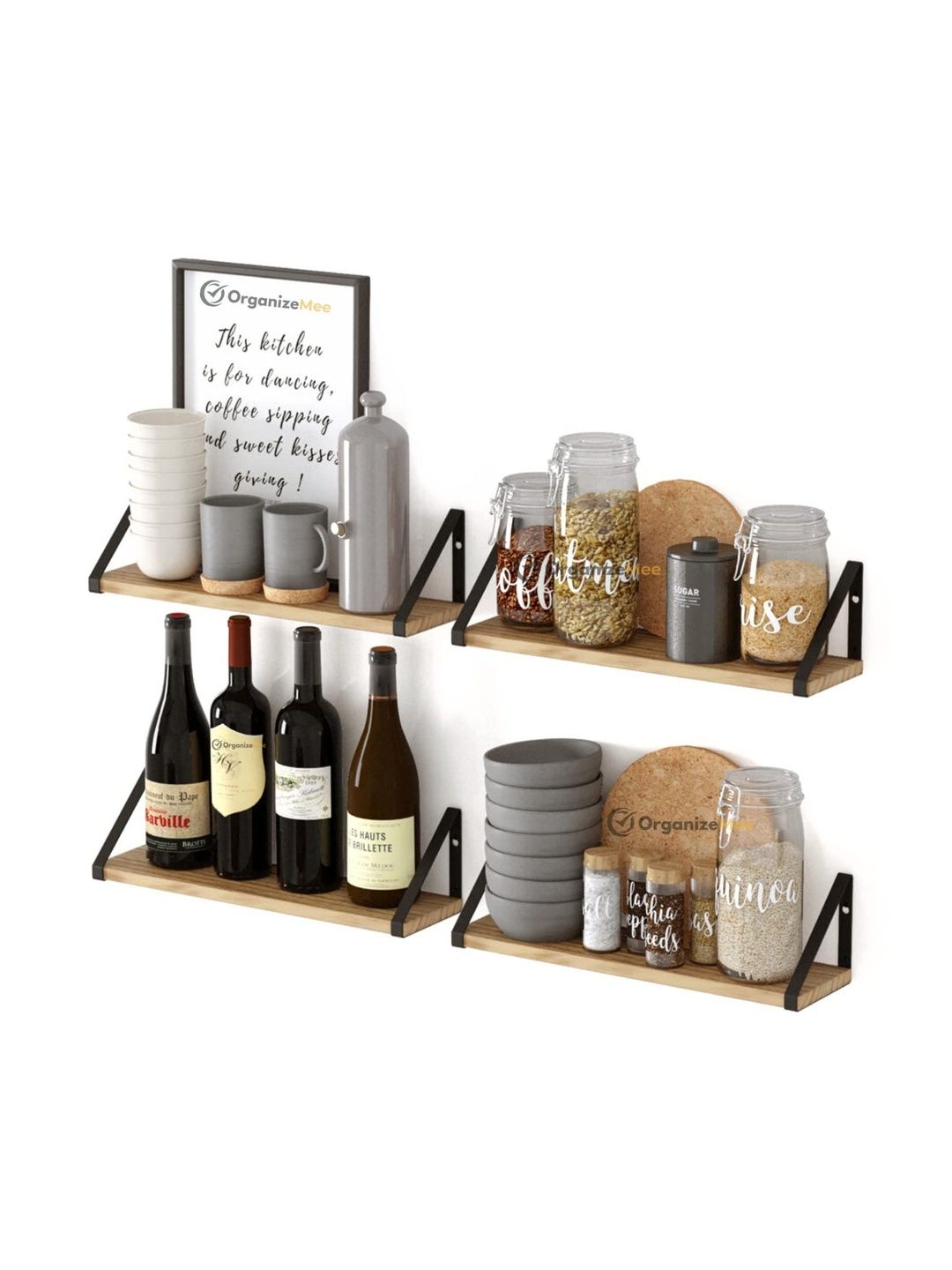 Organizemee Black & Brown Metal Corner Wall Shelf-image-5