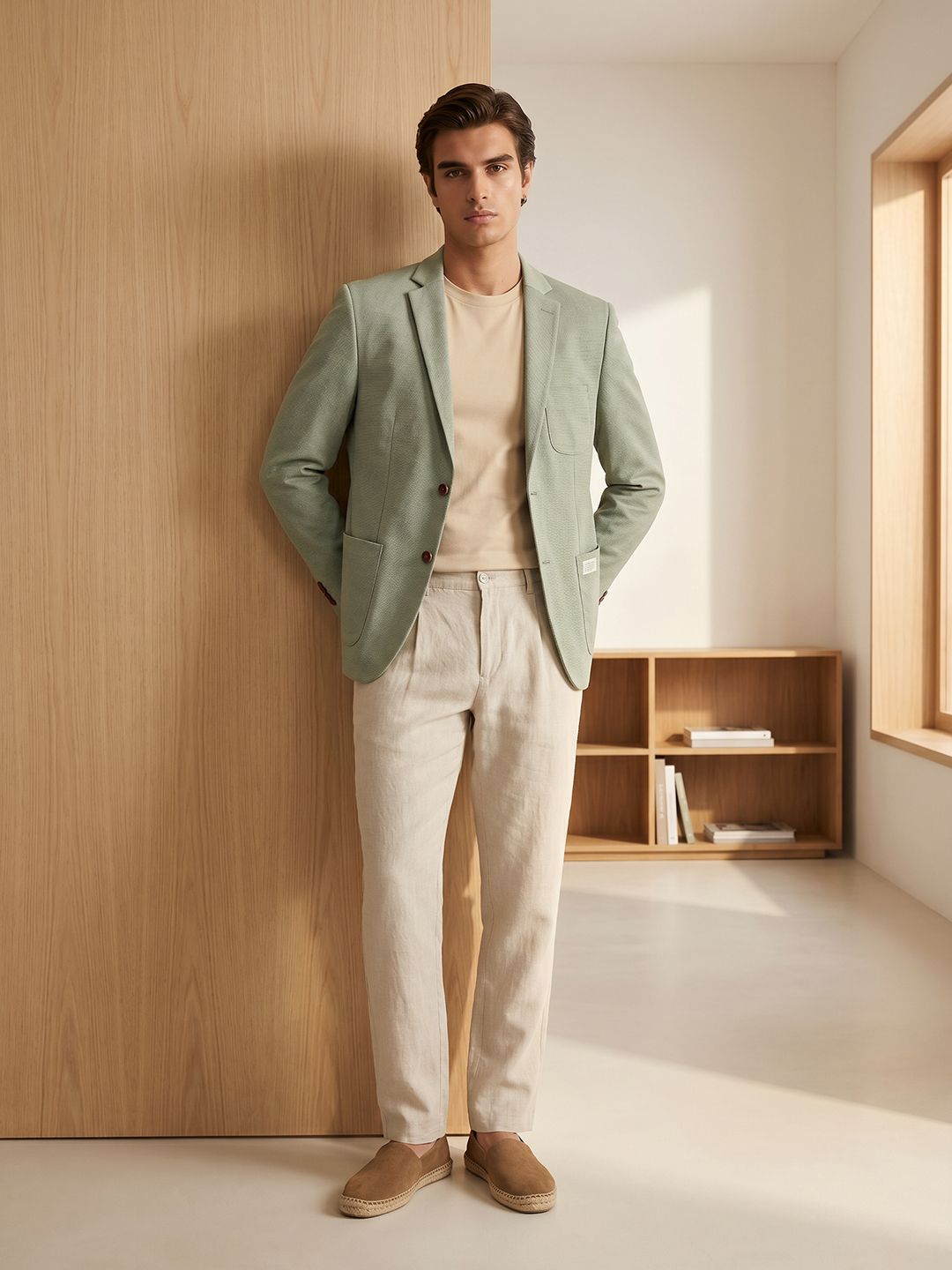 Mr Bowerbird Self Design Single-Breasted Smart Casual Blazer-picture-25