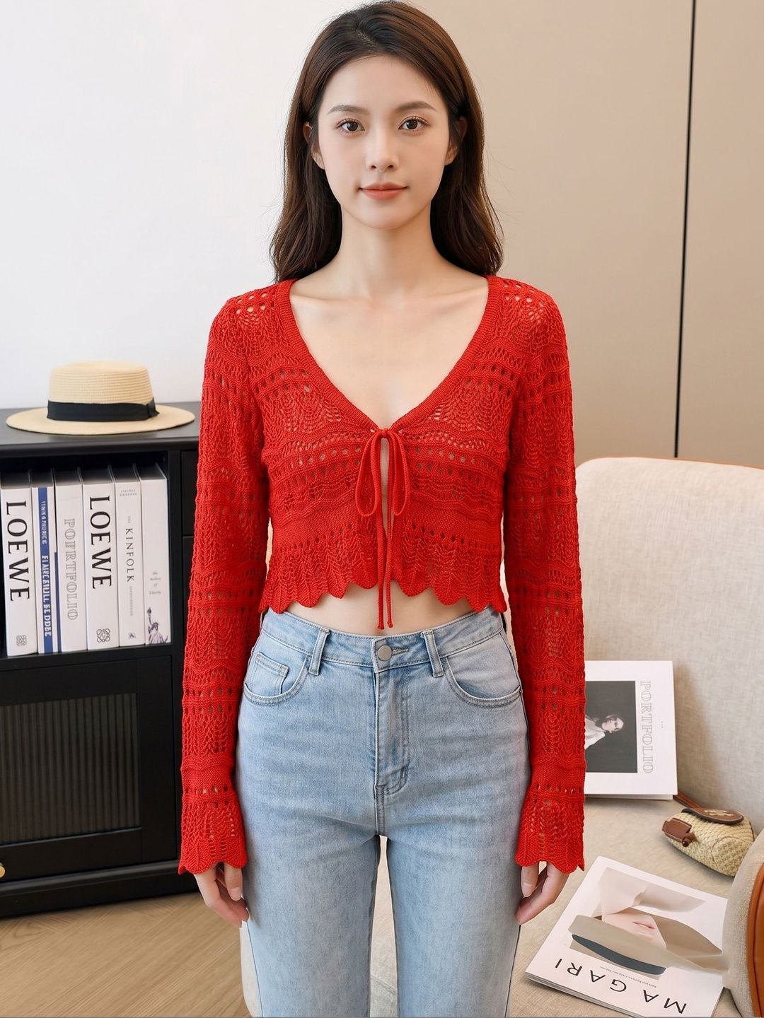 Suo Women Crop Tie-Up Shrug-picture-27